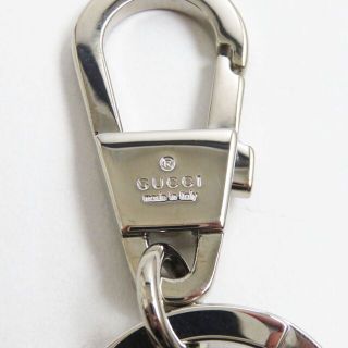 未使用品●GUCCI グッチ 624607 GGレザーエンボス キーリング/キーチェーン/キーホルダー シルバー×オフホワイト イタリア製 箱/保存袋付