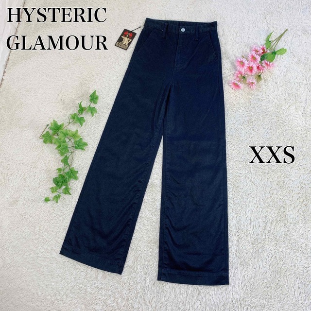 HYSTERIC GLAMOUR(ヒステリックグラマー)の希少 新品未使用 ヒステリックグラマー チノパン ワイドタイプ ネイビー XXS レディースのパンツ(チノパン)の商品写真