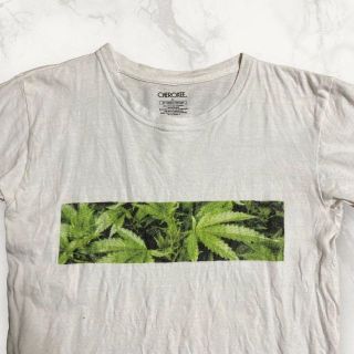 HIO CHEROKEE 古着 白 マリファナ　ガンジャ　ミドリ　大麻 Tシャツ(Tシャツ/カットソー(半袖/袖なし))