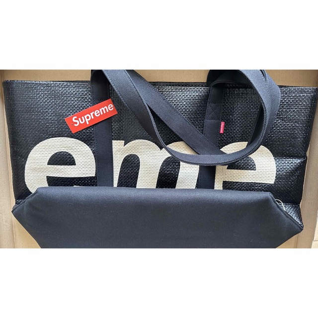 20SS SUPREME Raffia Tote Bag 黒 シュプリーム