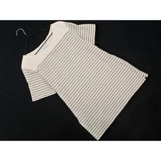 CURLY カーリー 切替 ボートネック ボーダー 半袖 カットソー size0/アイボリーｘグレー ■◆ レディース(カットソー(半袖/袖なし))