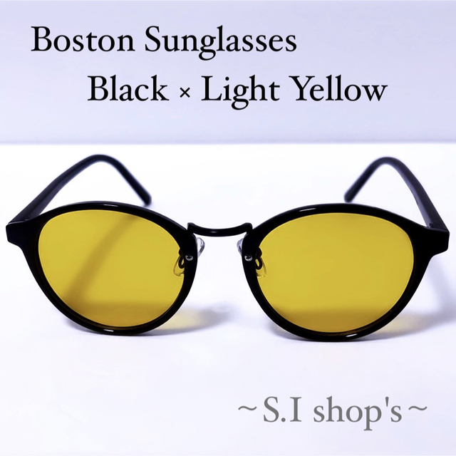 新品✨ ボストン サングラス ライトイエロー レンズ メガネ オシャレ UV