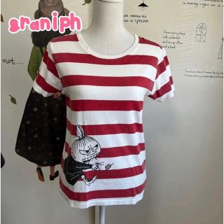 グラニフ(Design Tshirts Store graniph)の∇459 グラニフ ムーミン リトルミィ かすれた赤ボーダー(Tシャツ(半袖/袖なし))