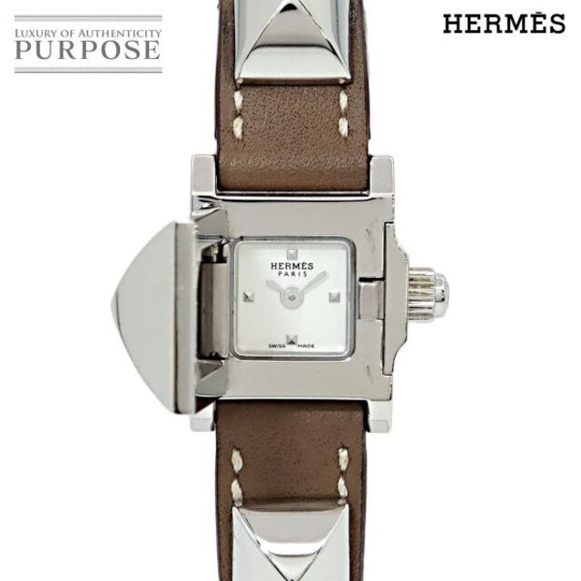 エルメス HERMES メドール ミニ ME2 110 レディース 腕時計 ピラミッド シルバー スタッズ シルバー 文字盤 クォーツ Medor VLP 90189619文字盤色シルバー