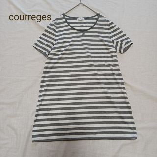 クレージュ(Courreges)のcourreges　クレージュ　グレーボーダー　ワンポイントロゴ　チュニック(チュニック)