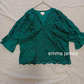 エマジェイム(EMMAJAMES)のemma james　グリーン　レース　トップス　ベルスリーブ　Mサイズ(シャツ/ブラウス(長袖/七分))