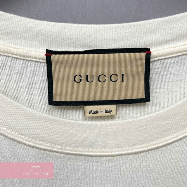 Gucci(グッチ)のGUCCI Interlocking G Stripe Print Tee 616036 XJDAG グッチ インターロッキングGストライププリントTシャツ 半袖カットソー ロゴ ホワイト アイボリー サイズL【230507】【中古-B】【me04】 メンズのトップス(Tシャツ/カットソー(半袖/袖なし))の商品写真