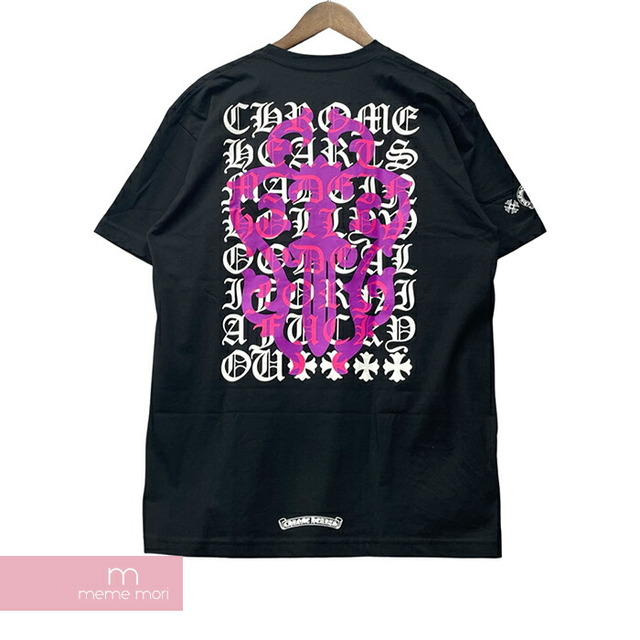 【限定特価】CHROME HEARTS DAGGER EYE CHART Tee クロムハーツ ダガーアイチャートTシャツ 半袖カットソー 胸ポケット ブラック×パープル サイズL【230507】【新古品】【me04】