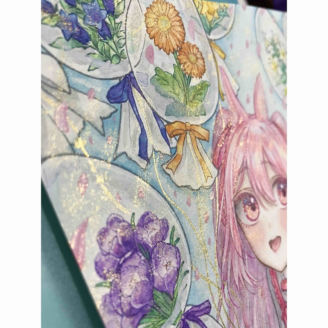 手描きイラスト オリジナル B5サイズ 創作 原画 春 桜 ピンク 花 手描きイラスト オリジナル B5サイズ 創作 原画 春 桜 ピンク 花