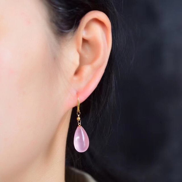 ⭐︎【天然】スターローズクォーツ ピアス k18 19x12x7.5mm | porobet.cz