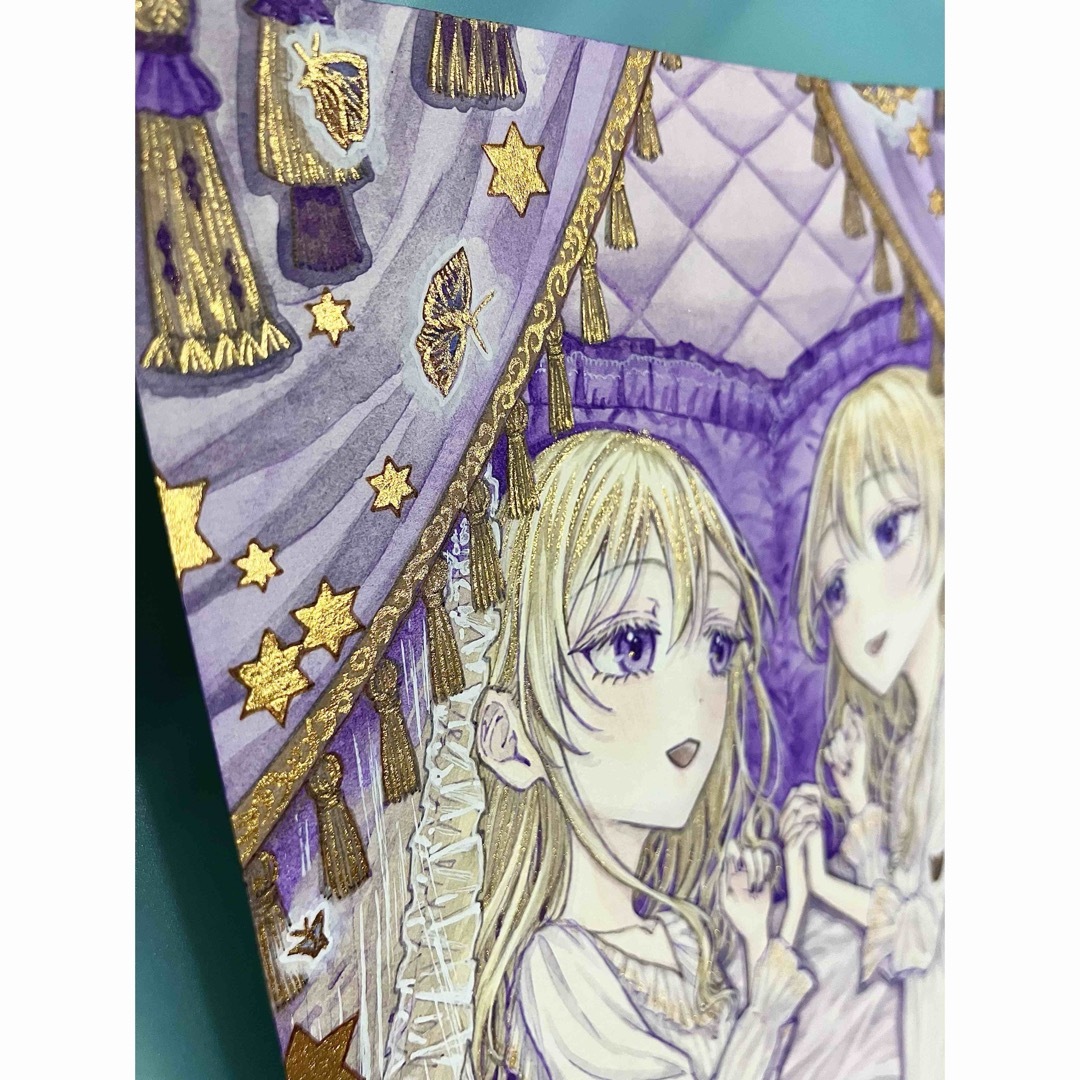手描きイラスト オリジナル B5サイズ 創作 原画 紫 蝶 星 双子 手描きイラスト オリジナル B5サイズ 創作 原画 紫 蝶 星 双子