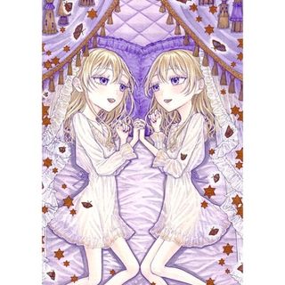 手描きイラスト オリジナル B5サイズ 創作 原画 紫 蝶 星 双子 女の子(アート/写真)