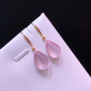 ⭐︎【天然】スターローズクォーツ ピアス k18の通販 by Rui|ラクマ