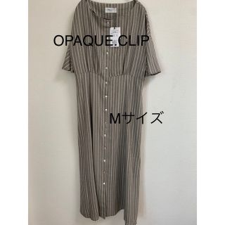 オペークドットクリップ(OPAQUE.CLIP)の334OPAQUE.CLIP ストライプシャツワンピース　ダークグレー　M(ロングワンピース/マキシワンピース)