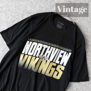 アートヴィンテージ(ART VINTAGE)の【vintage】ノースビュー・バイキング BIG ロゴ ルーズ 黒 Tシャツ(Tシャツ/カットソー(半袖/袖なし))