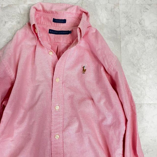 《美品》ラルフローレン　ポニー　ピンク　ボタンダウンシャツMサイズ相当