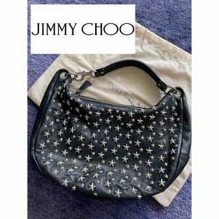 ジミーチュウ(JIMMY CHOO)のジミーチュウJIMMY CHOO⭐️スタッズ 黒本革ハンドバッグ 人気モデル(ハンドバッグ)