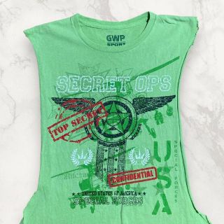 HHK GWP 古着   黄緑 アメリカ　USA　特殊部隊　フォース Tシャツ(Tシャツ/カットソー(半袖/袖なし))