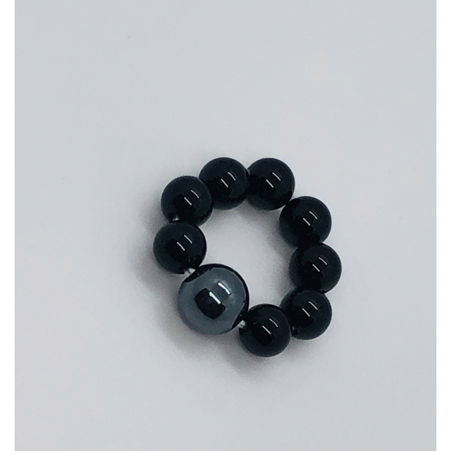 ヘマタイト（磁気なし）×オニキス ハンドメイドのアクセサリー(リング)の商品写真