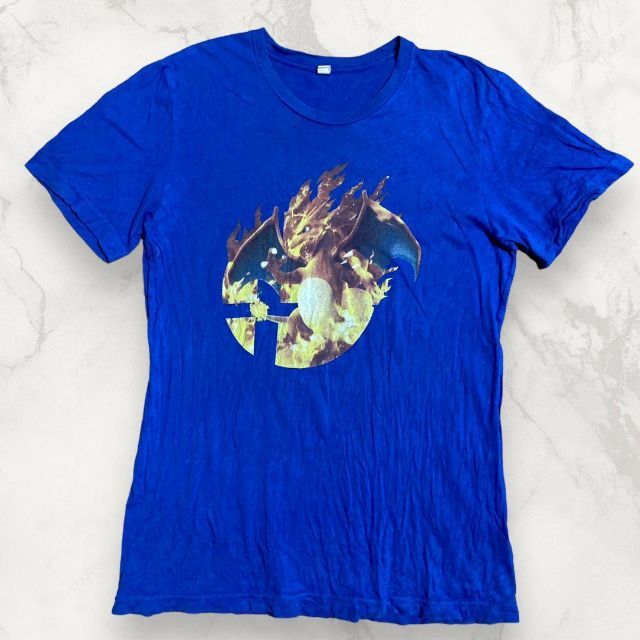 HHD CANVA 古着   青 ポケモン　リザードン　プリント Tシャツ メンズのトップス(Tシャツ/カットソー(半袖/袖なし))の商品写真