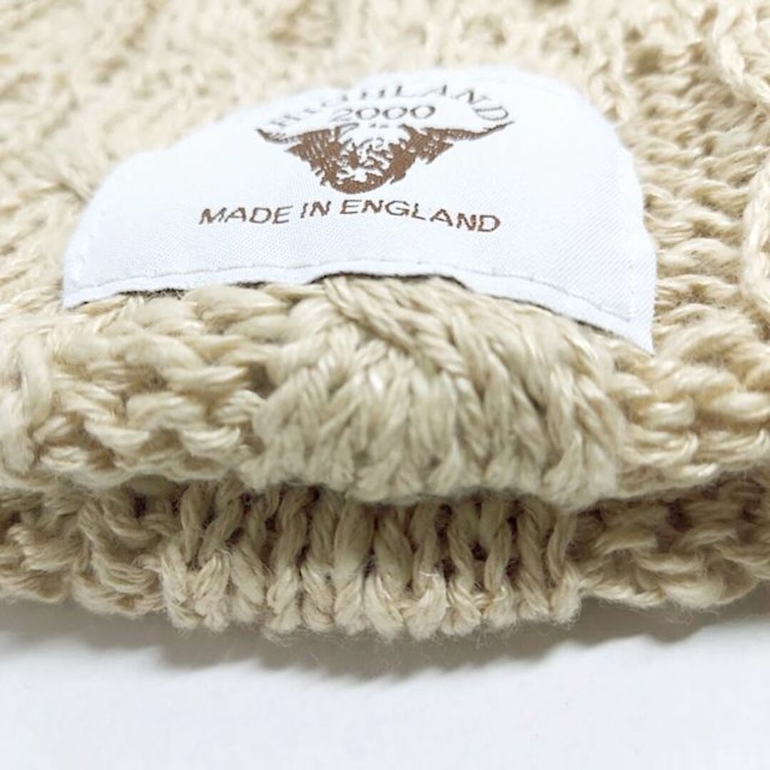 45rpm(フォーティーファイブアールピーエム)のHIGHLAND2000✨ハイランド 麻綿 リネンコットン ケーブル編ニット帽 レディースの帽子(ニット帽/ビーニー)の商品写真
