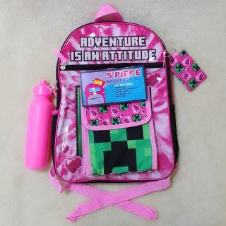 【新品】マインクラフト リュック 5点セット ピンク(キャラクターグッズ)