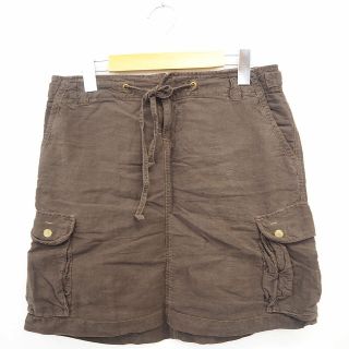 ジェイクルー(J.Crew)のジェイクルー 台形 スカート ミニ 麻 リネン シルク混 腰紐 4 茶(ミニスカート)