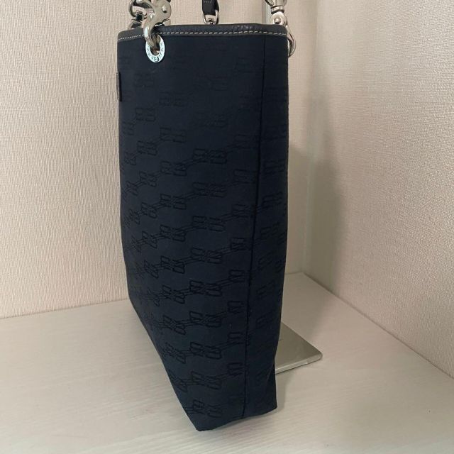 ✨美品✨バレンシアガ BBロゴ ハンドバッグ キャンバス×レザー 黒 ポーチ付き