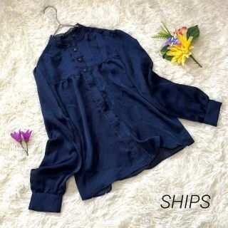 シップス(SHIPS)のSHIPS シップス 長袖ブラウス レース フリル  羽織りにも 透け感 日本製(シャツ/ブラウス(長袖/七分))