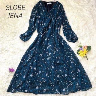 SLOBEIENA グリーン　花柄　ワンピース　シフォン風