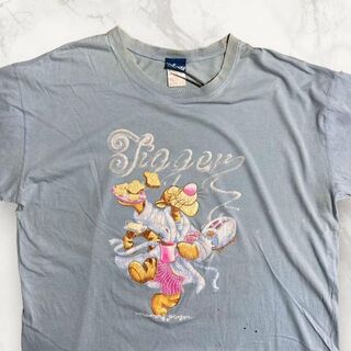 HGG DISNEY  水色 ディズニー　ティガー　プリント　キャラ Tシャツ(Tシャツ(半袖/袖なし))