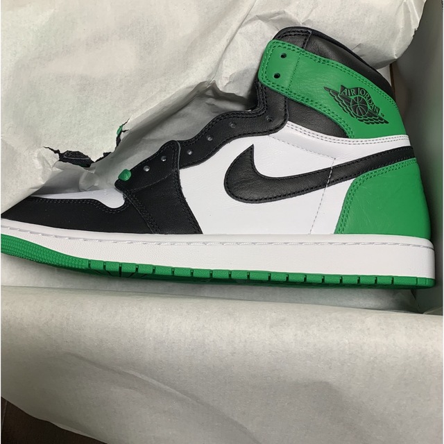 Jordan Brand（NIKE）(ジョーダン)のNIKE AJ1 Black and lucky green ラッキーグリーン メンズの靴/シューズ(スニーカー)の商品写真