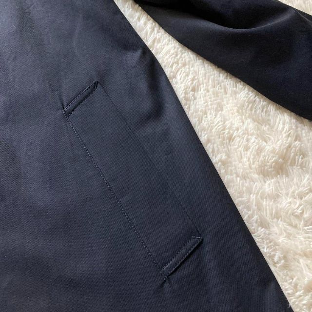 EDIFICE(エディフィス)のEDIFICE　コットン　ステンカラーコート　紺　44　エディフィス　美品　近年 メンズのジャケット/アウター(ステンカラーコート)の商品写真