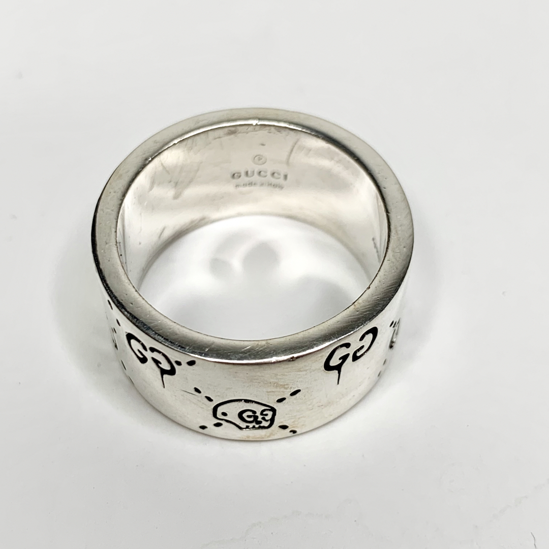 GUCCI グッチ 19.5号 GG ゴースト ワイド シルバーリング メンズ 13475