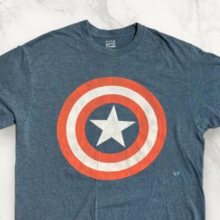 HFH MARVEL  古着 青 マーベル　キャプテンアメリカ　キャラ Tシャツ(Tシャツ/カットソー(半袖/袖なし))