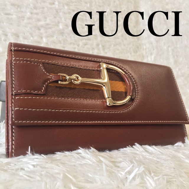 GUCCI gucci グッチ 財布 ホースビット ブラウン レディース 美品-