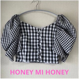 ハニーミーハニー(Honey mi Honey)のHONEY MI HONEY ハニーミーハニー　ギンガムブラウス　美品(シャツ/ブラウス(半袖/袖なし))