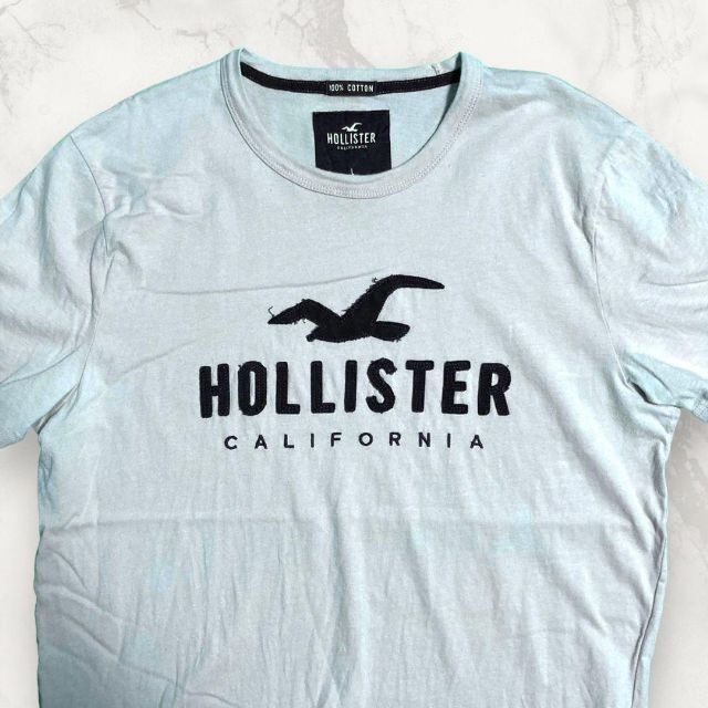 HEY HOLLISTER 古着   水色 ホリスター　ロゴ　刺繍 Tシャツ メンズのトップス(Tシャツ/カットソー(半袖/袖なし))の商品写真