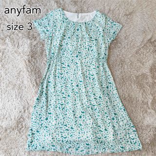 エニィファム(anyFAM)のanyfam 半袖　ワンピース　花柄　Lサイズ　レディース　フレア　ゆったり(ひざ丈ワンピース)