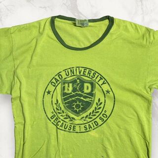 HES THUNDER CREEK 古着   黄緑 リンガー　カレッジ　Tシャツ(Tシャツ/カットソー(半袖/袖なし))