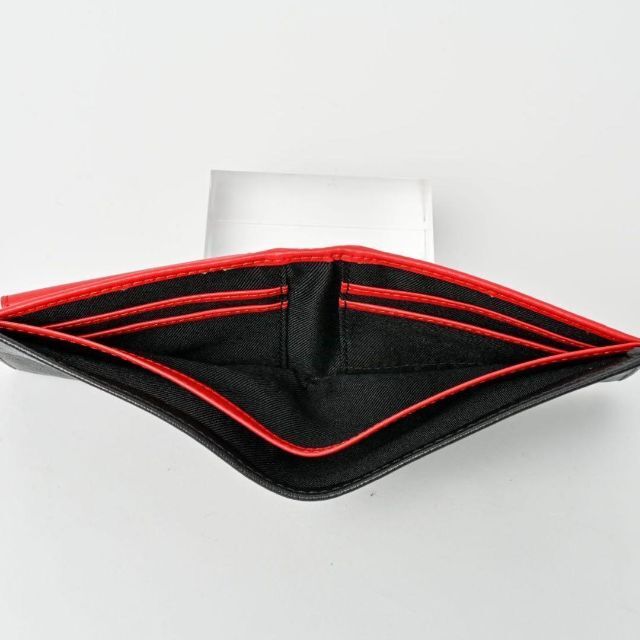 ❤️新品❤️ 高級本革 二つ折り財布 メンズ イタリアンレザー ブラック レッド
