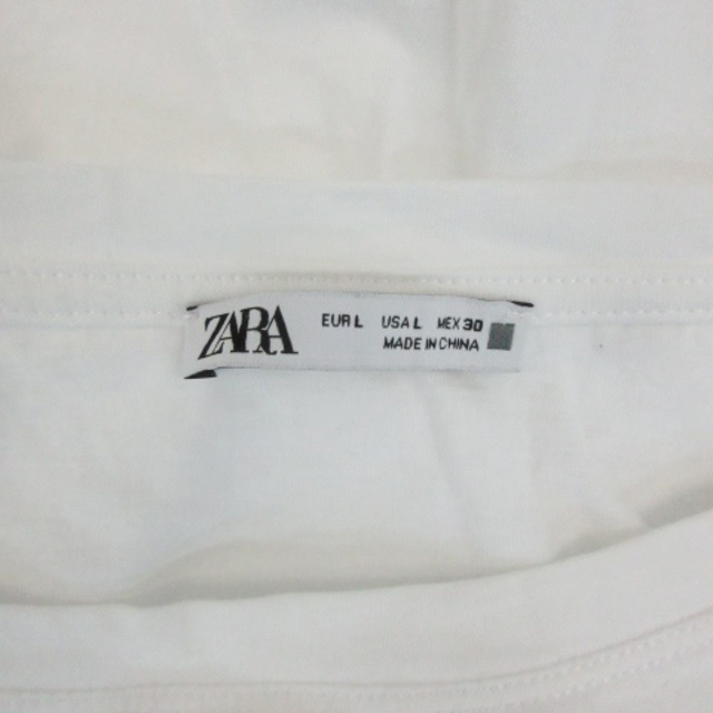 ZARA(ザラ)のザラ ZARA ブラウス カットソー ノースリーブ 刺繍 L ホワイト 白 レディースのトップス(シャツ/ブラウス(半袖/袖なし))の商品写真