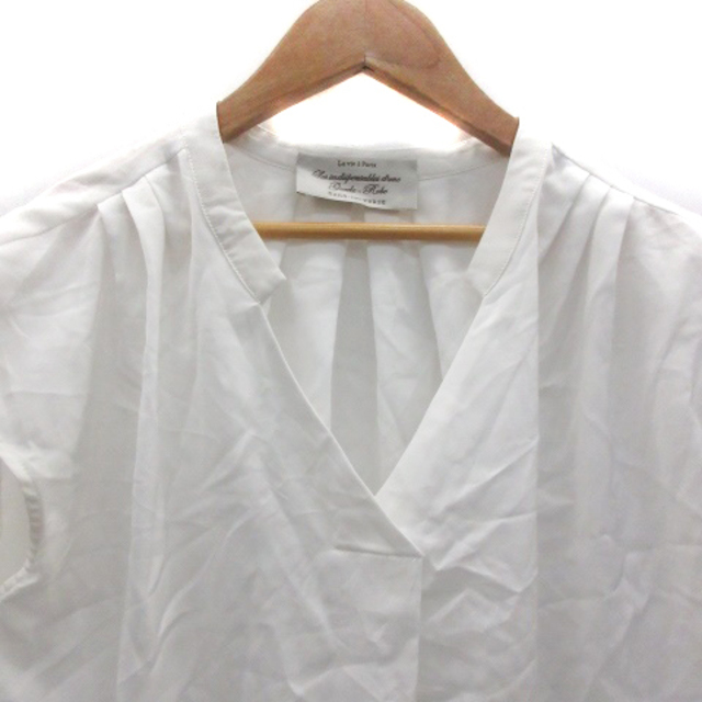 nano・universe(ナノユニバース)のナノユニバース ブラウス シャツ 半袖 Vネック 38 ホワイト 白 レディースのトップス(シャツ/ブラウス(半袖/袖なし))の商品写真