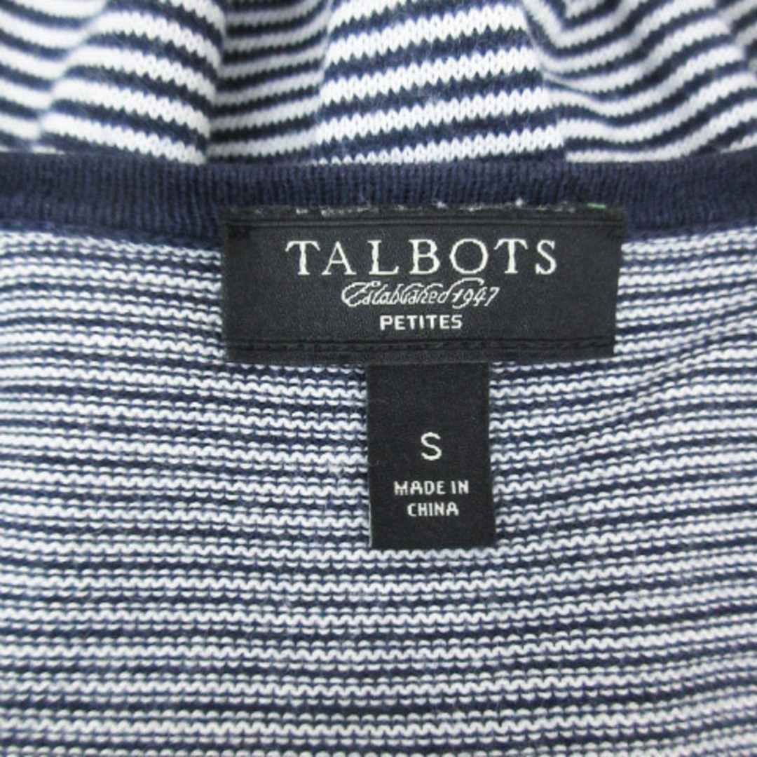 TALBOTS(タルボット)のタルボット ニットカーディガン ミドル丈 ボーダー柄 S 白 紺 /FF52 レディースのトップス(カーディガン)の商品写真