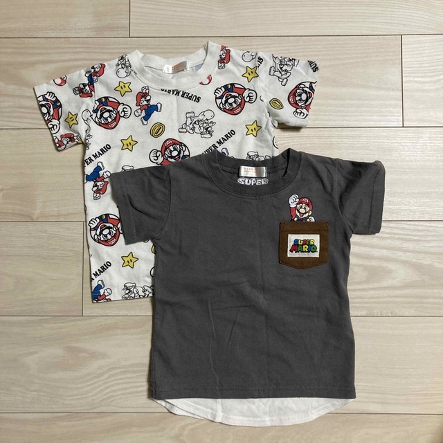 BANDAI(バンダイ)のスーパーマリオ Tシャツ 2枚組 100cm キッズ/ベビー/マタニティのキッズ服男の子用(90cm~)(Tシャツ/カットソー)の商品写真