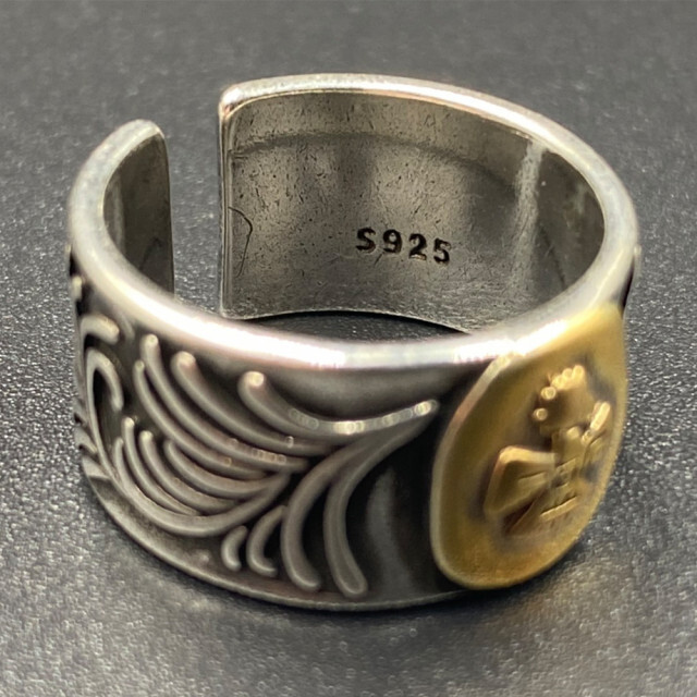 リング 指輪 メンズ ゴールド シルバー お洒落 シルバー925 306A F メンズのアクセサリー(リング(指輪))の商品写真