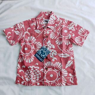 カハラ(KAHALA)の⭐未使用・タグ付き⭐KAHALA　アロハシャツ　赤　ハワイ製　2-3T　90(Tシャツ/カットソー)