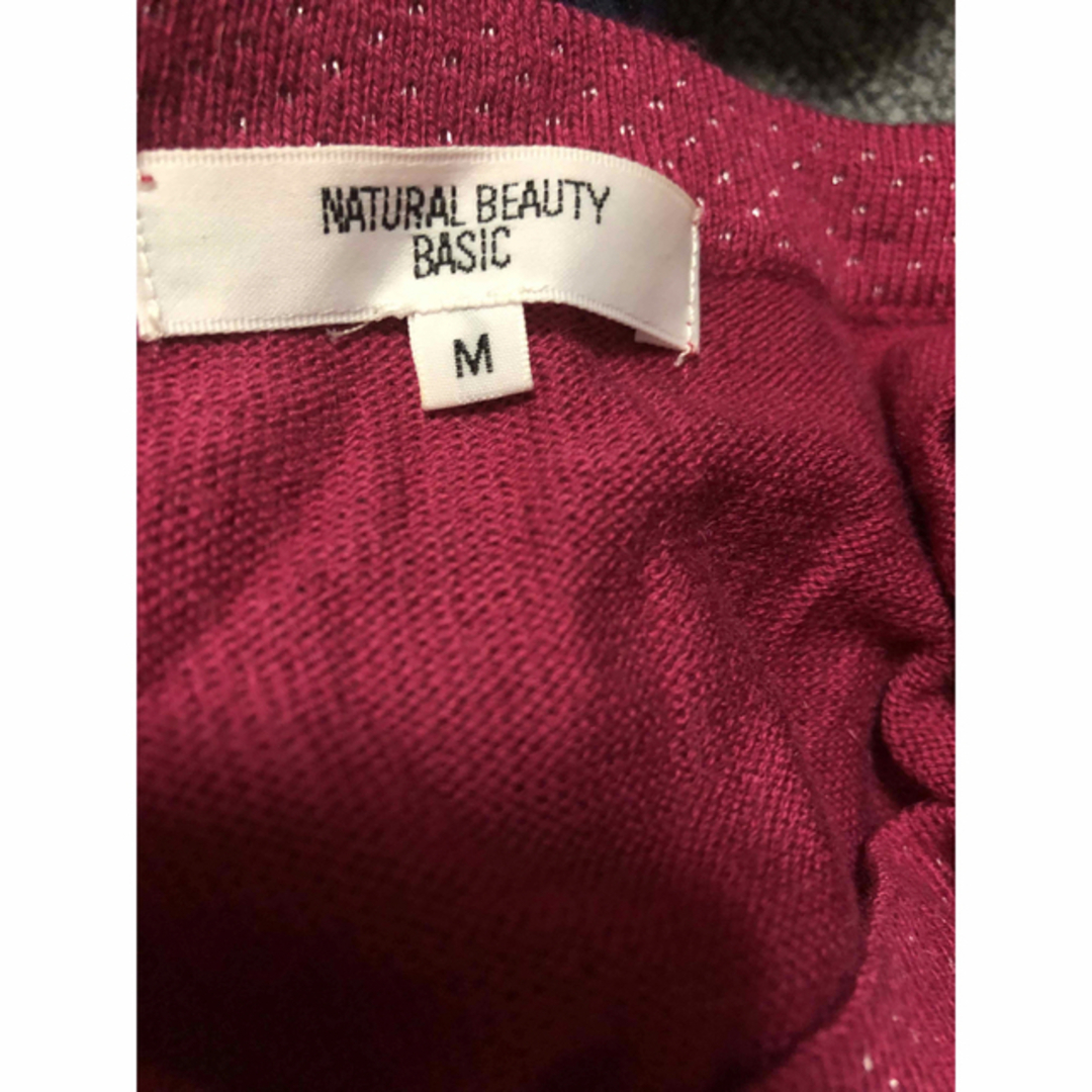 NATURAL BEAUTY BASIC(ナチュラルビューティーベーシック)のM☆ナチュラルビューティー☆おリボンピンクなニット♪セーター レディースのトップス(ニット/セーター)の商品写真