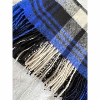 ジョンストンズ カシミヤ 大判ストールランドルフスリープ 美品 ブルー