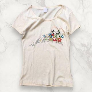 btm 70s ビンテージ ディズニー コットン  ベージュ ミッキー ミニー(Tシャツ(半袖/袖なし))